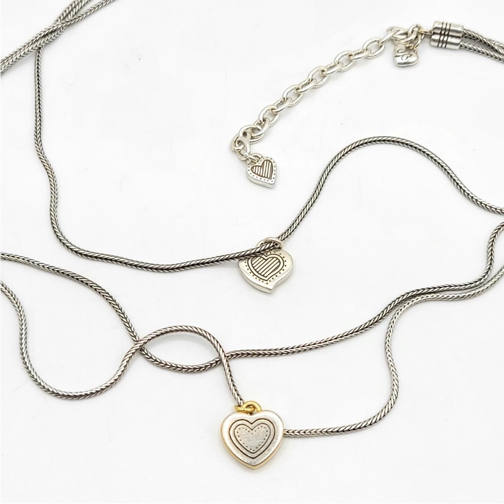 BRIGHTON Layered Necklace Choker Heart Pendants Reversible Love Fashion Jewelry - Picture 7 of 10